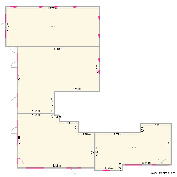 bureau sjl janvier base sans agencement. Plan de 4 pièces et 421 m2