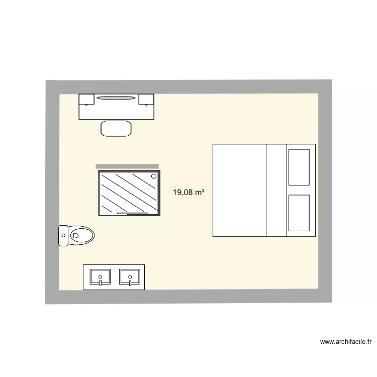 Chambre parentale. Plan de 1 et 19 m² Chambre parentale. Plan de 1 et 19 m²