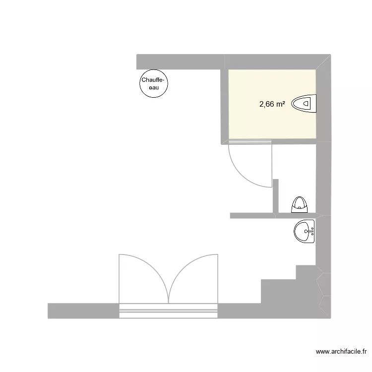 260402 Sanitaires cuisine releve futur. Plan de 1  et 3 m²