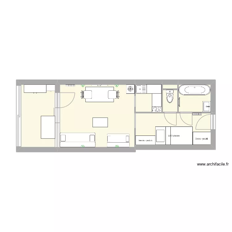 Appartement La Mongie. Plan de 7  et 32 m²
