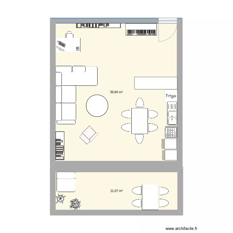 salon cuisine. Plan de 