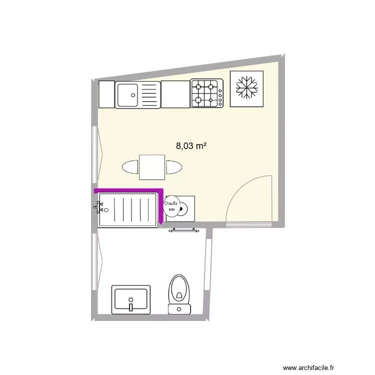 Plan cuisine sdb ayata. Plan de 1  et 8 m²
