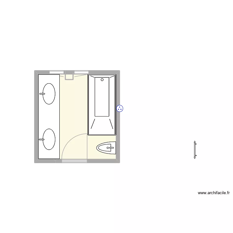 petite salle de bain actuelle. Plan de 2  et 5 m²