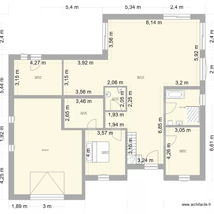 Projet avec grand décrochement à l'arriere V4. Plan de 8 Pièces et 195 m² Projet avec grand décrochement à l'arriere V4. Plan de 8 Pièces et 195 m²