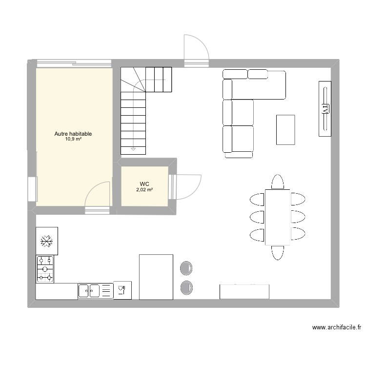 Maison2. Plan de 2 pièces et 13 m2