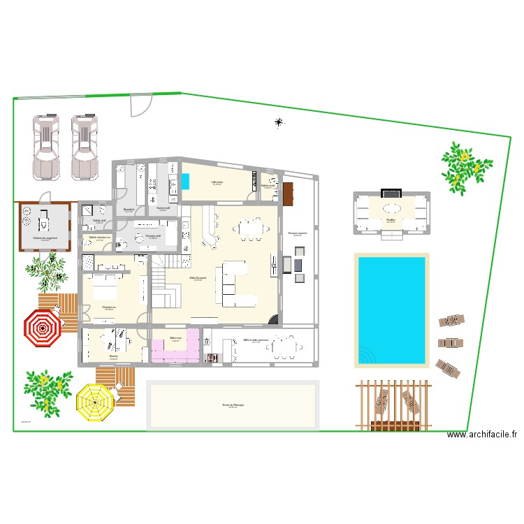 Villa Cactus - version 5 - rez. Plan de 57 pièces et 1737 m2