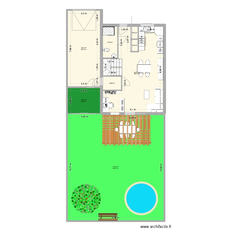 Taillanderie bas. Plan de 8 pièces et 189 m2