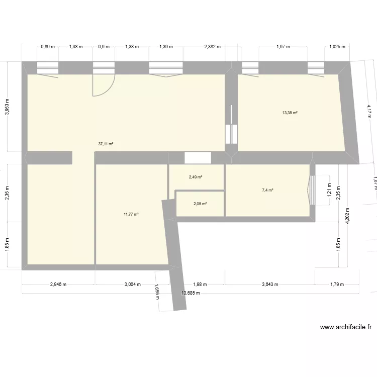 plan maison 2027. Plan de 6 Pièces et 74 m² plan maison 2027. Plan de 6 Pièces et 74 m²