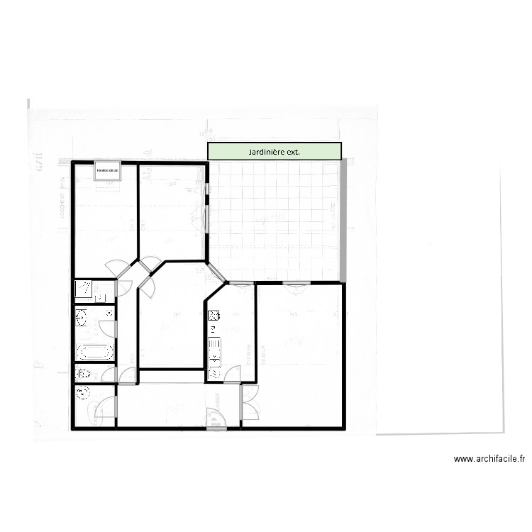 Noisy le grand. Plan de 9 pièces et 72 m2