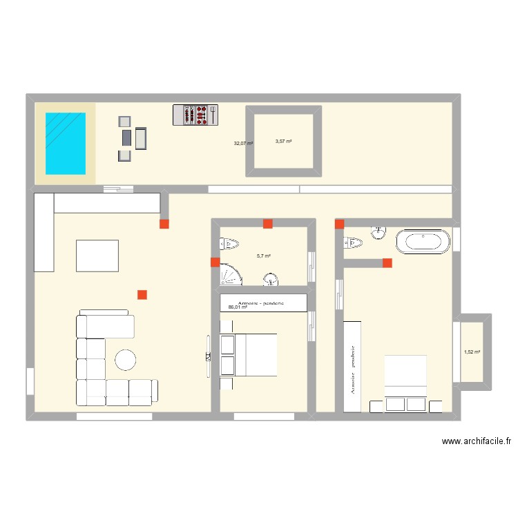 plan presque final. Plan de 5 pièces et 135 m2