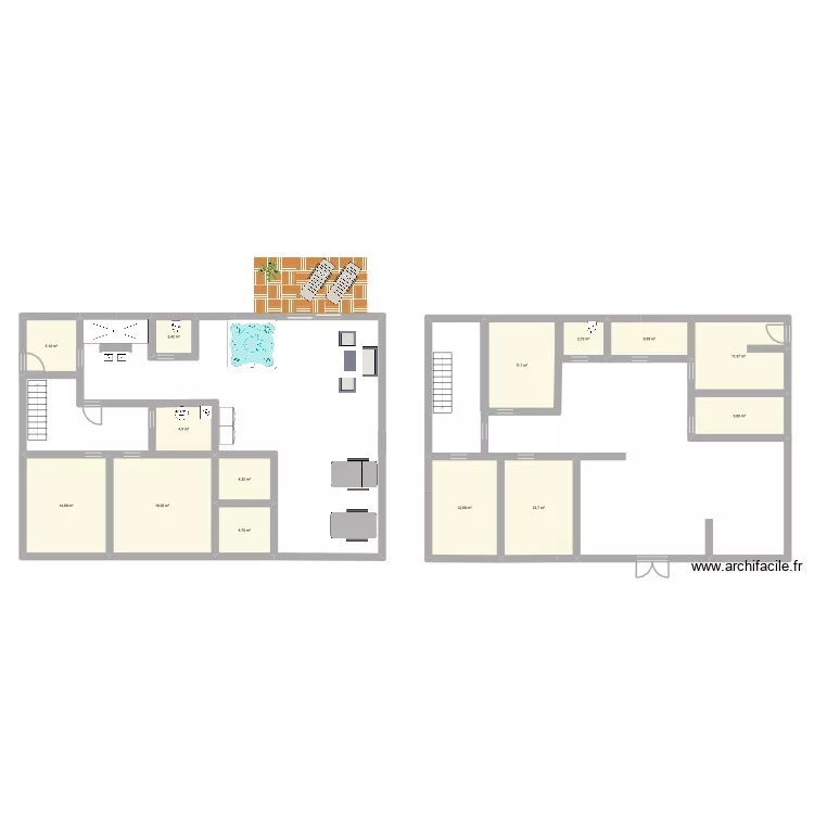 spa construction. Plan de 14  et 116 m²