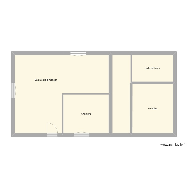 quinnesiere biras état initial étage. Plan de 5 pièces et 69 m2