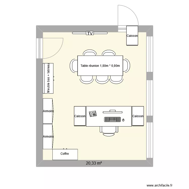 Bureau Nathalie. Plan de 1 et 20 m² Bureau Nathalie. Plan de 1 et 20 m²