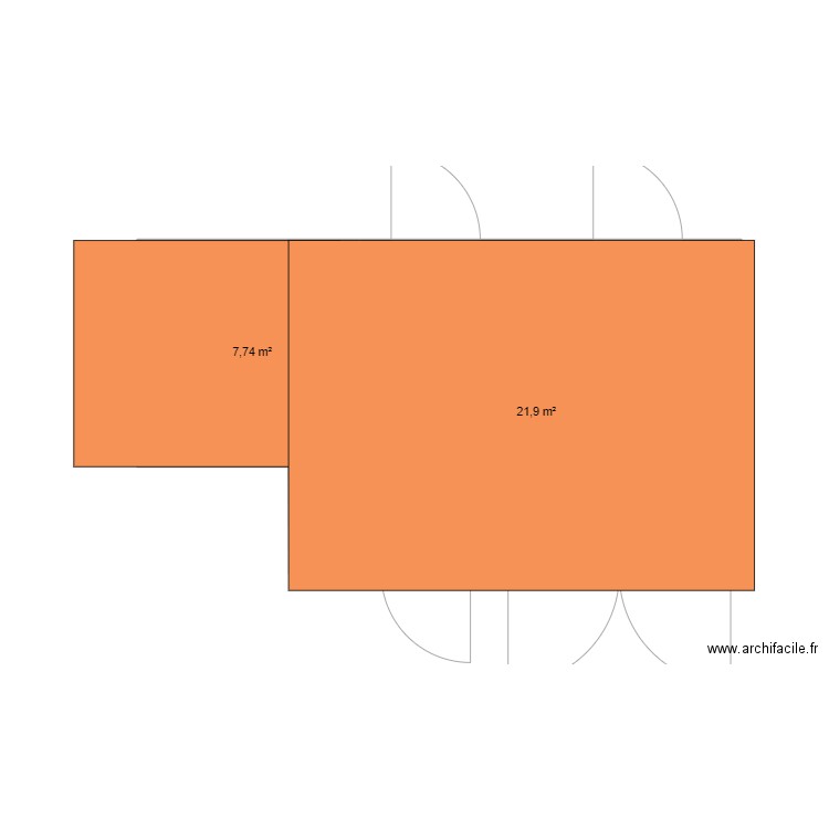 abri ane. Plan de 2 pièces et 30 m2