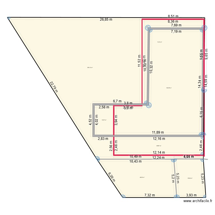 implantation 2 maison sur 018. Plan de 7 pièces et 445 m2