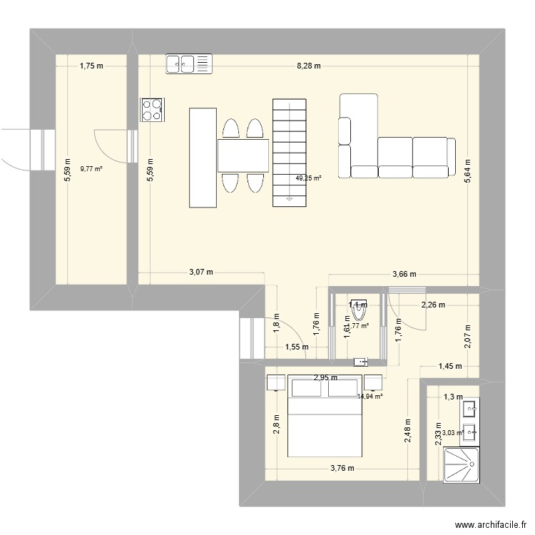 250829 Maison 1. Plan de 5 pièces et 79 m2