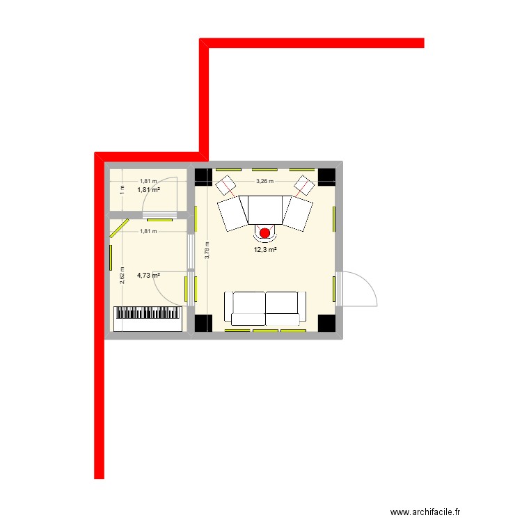 Plan studio BLR VFIN. Plan de 4 pièces et 78 m2