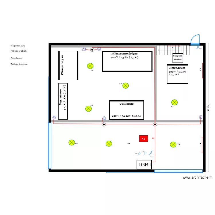 BOURGEOIS atelier zinguerie / implantation r&eacute;seau P2. Plan de 1  et 166 m²