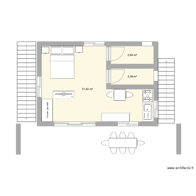 Bureau Logement 2. Plan de 3 pièces et 27 m2