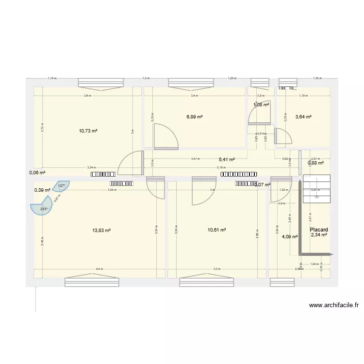 plan original 1er. Plan de 13 pièces et 60 m²