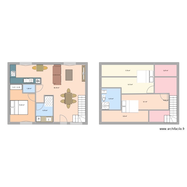3-00. Plan de 11 pièces et 104 m2