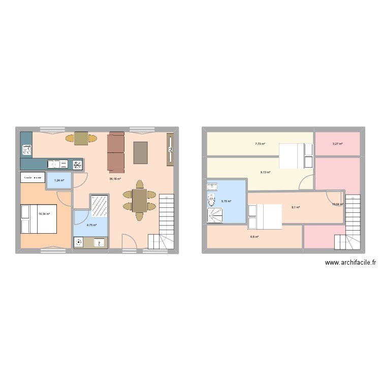 3-00. Plan de 8 pièces et 98 m2