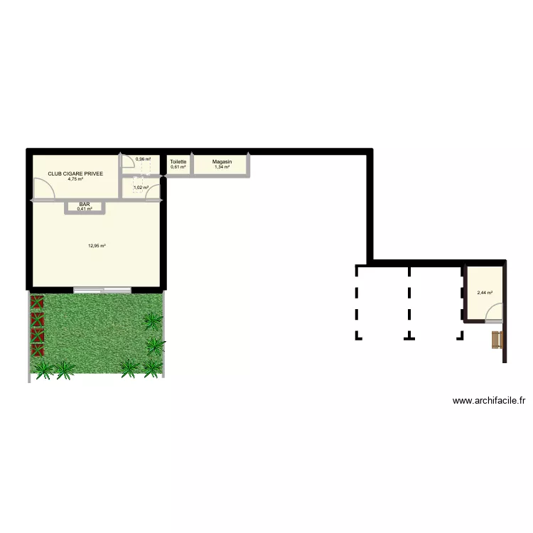 PLAN 1 Lavage et Club Cigare. Plan de 8 et 24 m² PLAN 1 Lavage et Club Cigare. Plan de 8 et 24 m²