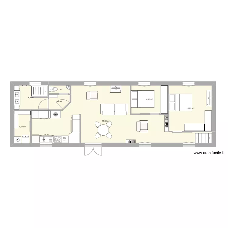 CUISINE EN L. Plan de 7 et 74 m² CUISINE EN L. Plan de 7 et 74 m²