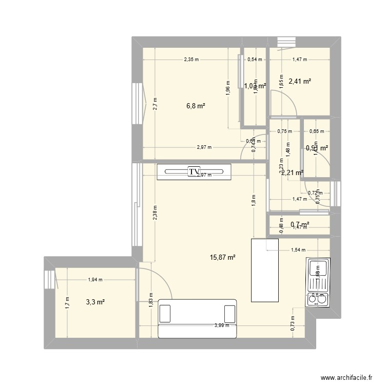 argeles. Plan de 8 pièces et 33 m2