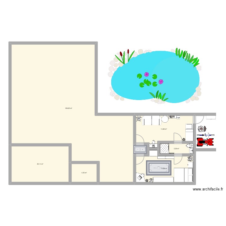 chambre. Plan de 6 pièces et 167 m2