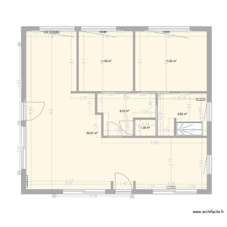 ArchiFacile PRO. Plan de 6  et 88 m²