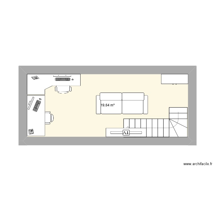 SOUS SOL. Plan de 1 pièce et 20 m2