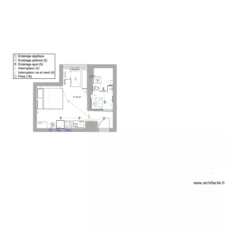 Appart. 8 St Gelais 3. Plan de 3  et 22 m²