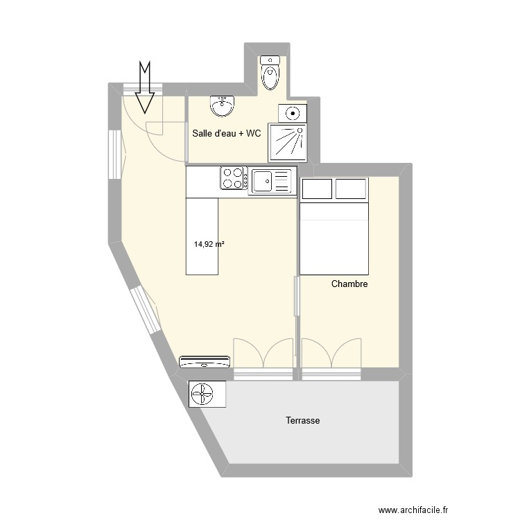 9CD. Plan de 4 pièces et 33 m2
