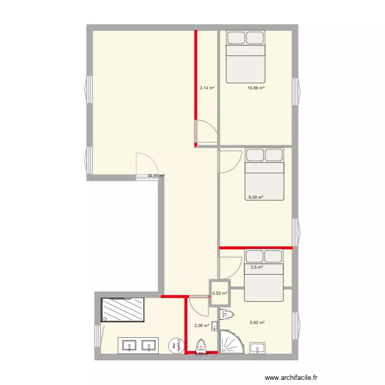 appart invest le havre. Plan de 9 Pièces et 70 m²