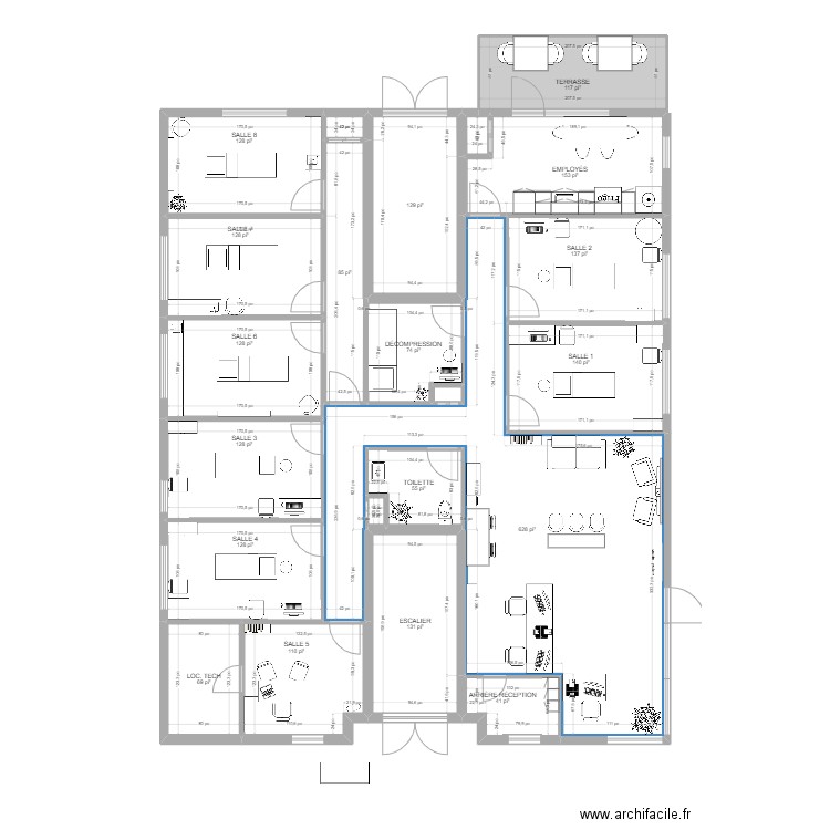 Clinique 31 janvier DÉCOMPRESSION 3. Plan de 22 pièces et 235 m2