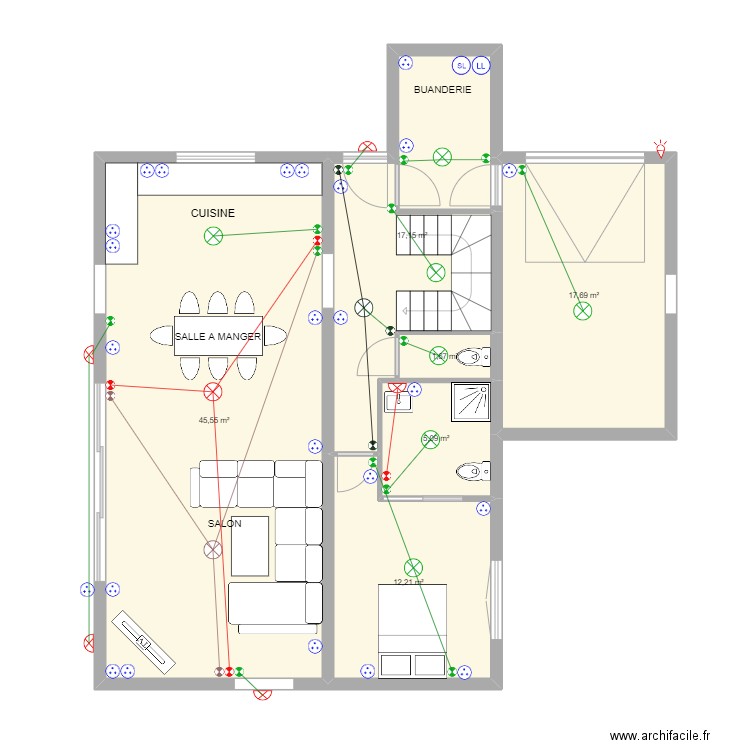 MANCQ ELEC. Plan de 6 pièces et 99 m2