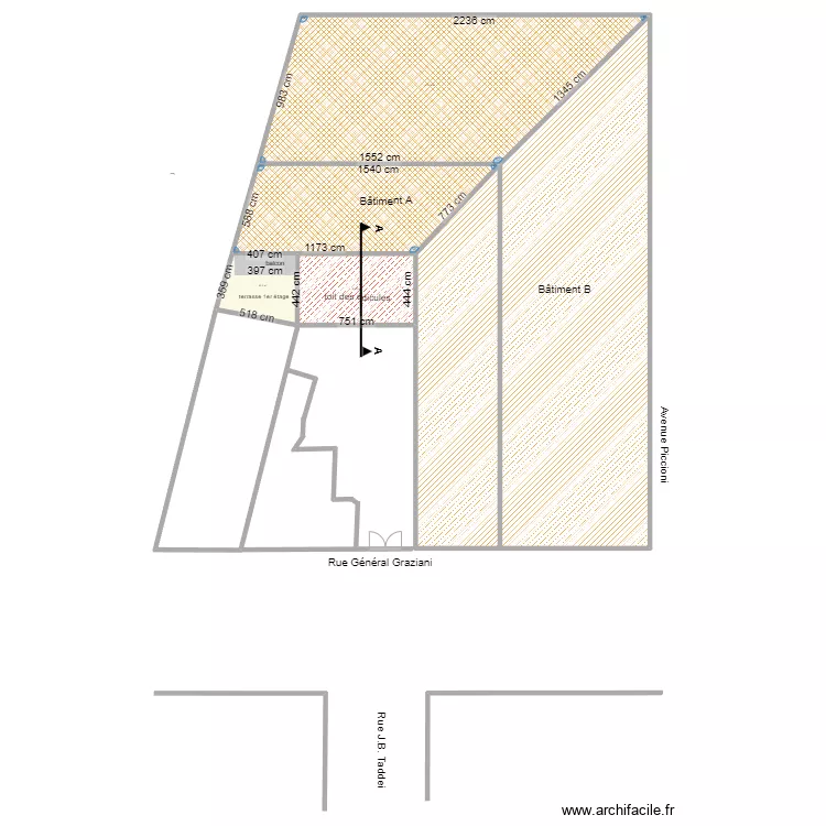 plan de masse immeuble 2 Av. Piccioni et cour. Plan de 