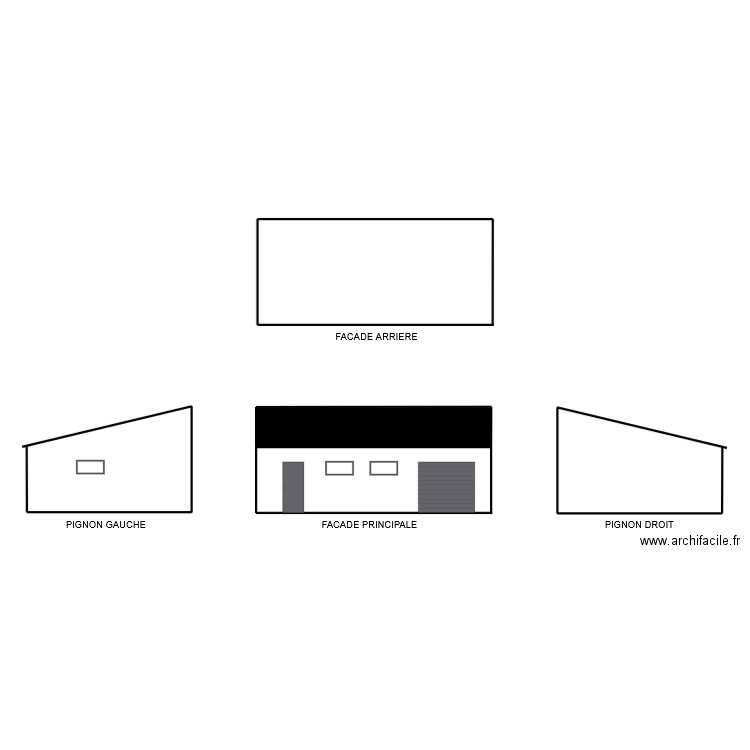 PLAN FACADE GARAGE. Plan de 1 pièce et 17 m2