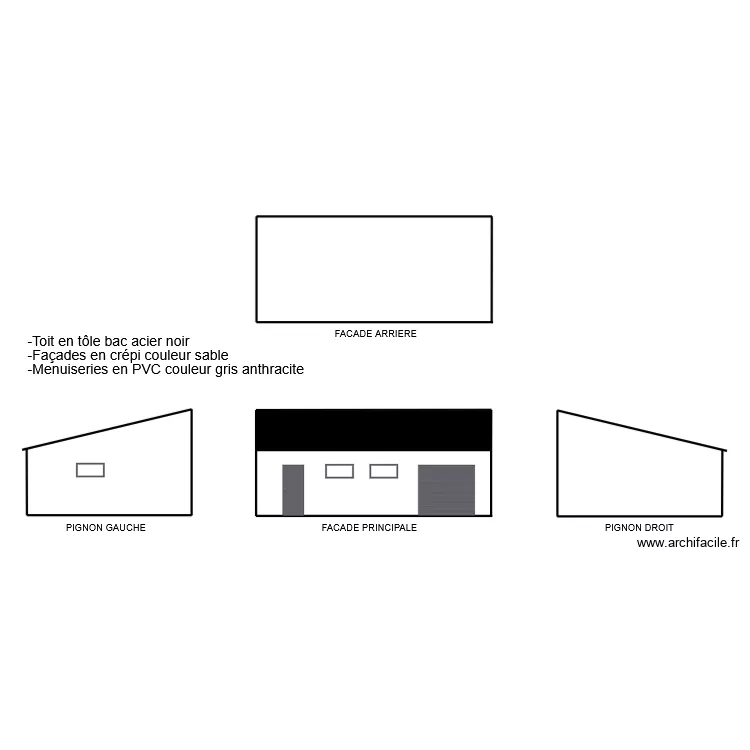 PLAN FACADE GARAGE. Plan de 
