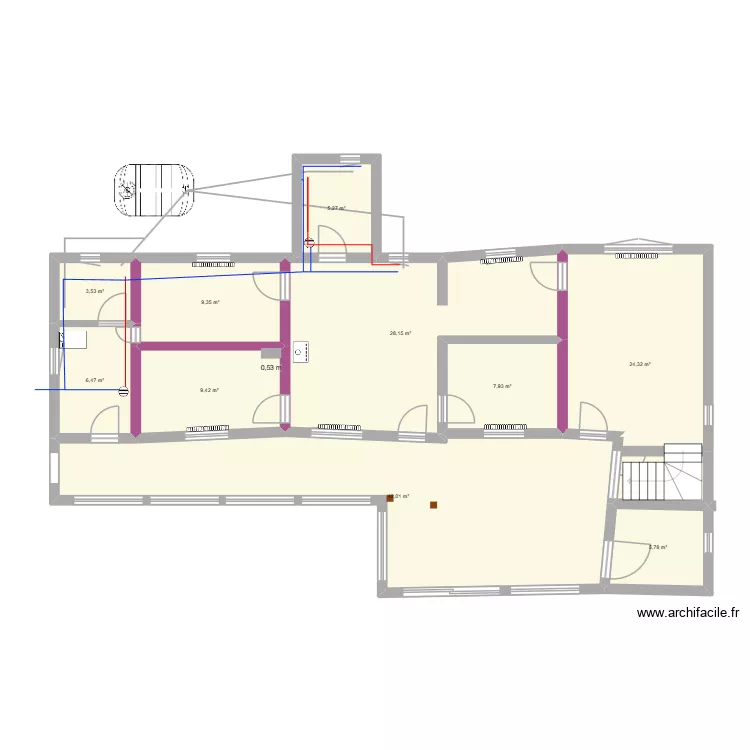 base plan maison. Plan de 10  et 142 m²