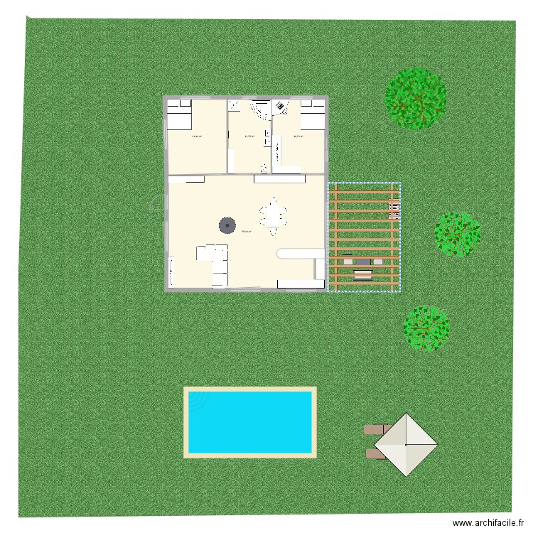 PLAISE. Plan de 4 pièces et 125 m2