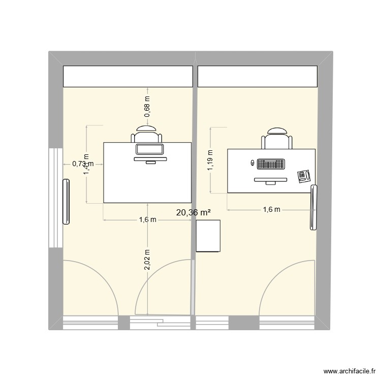 Bureau. Plan de 0 pièce et 0 m2