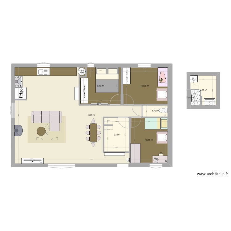 plan maison. Plan de 8 pièces et 131 m2