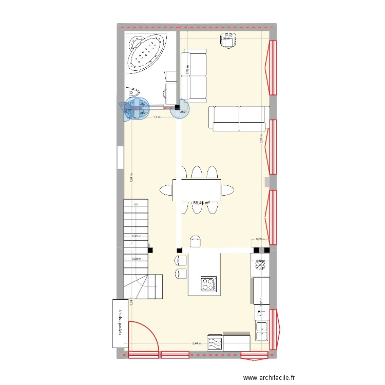 BAS A VOIR. Plan de 1 pièce et 59 m2