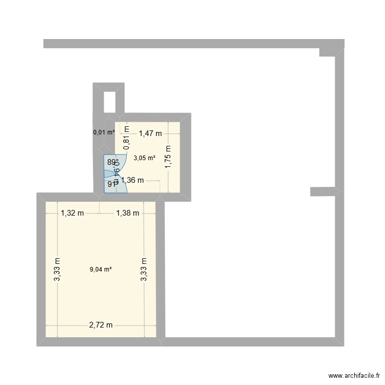 nico. Plan de 3 pièces et 12 m2