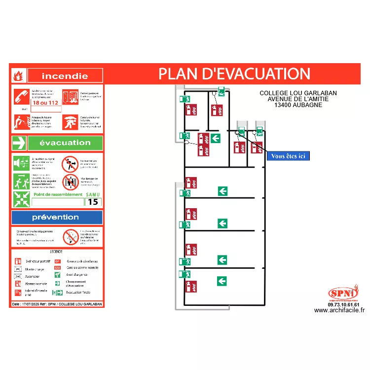LOXAM COLLEGE LOU GARLABAN AUBAGNE EVAC 2. Plan de LOXAM COLLEGE LOU GARLABAN AUBAGNE EVAC 2. Plan de
