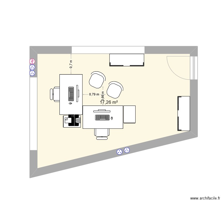 démo 2. Plan de 1 pièce et 17 m2