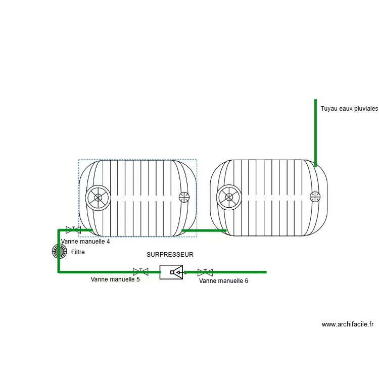 Caixa pluvial . Plan de 