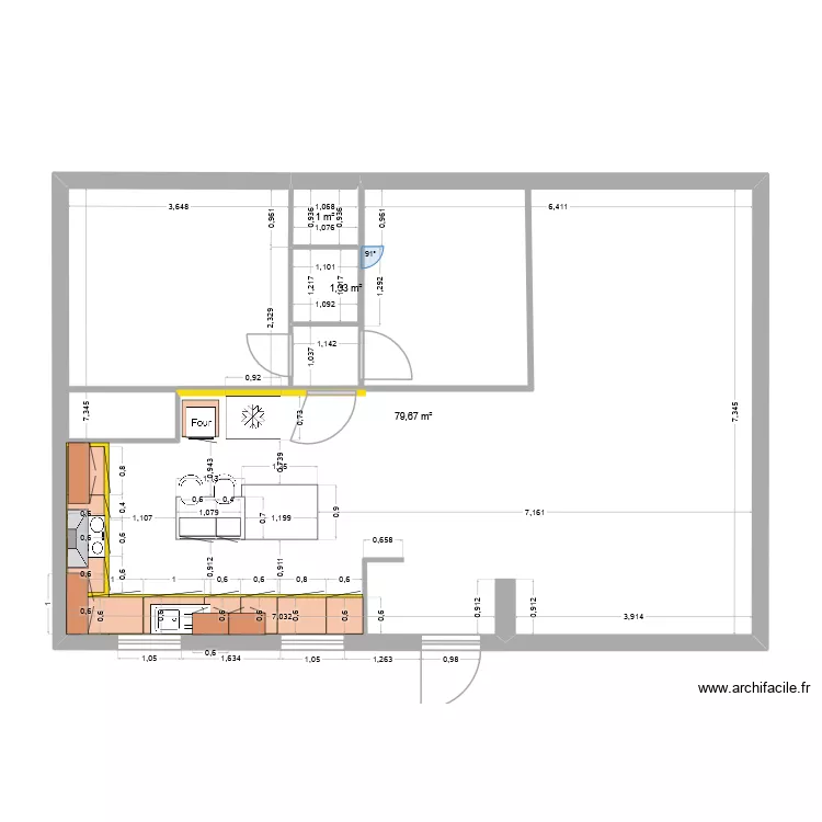 plan 1. Plan de 3  et 82 m²